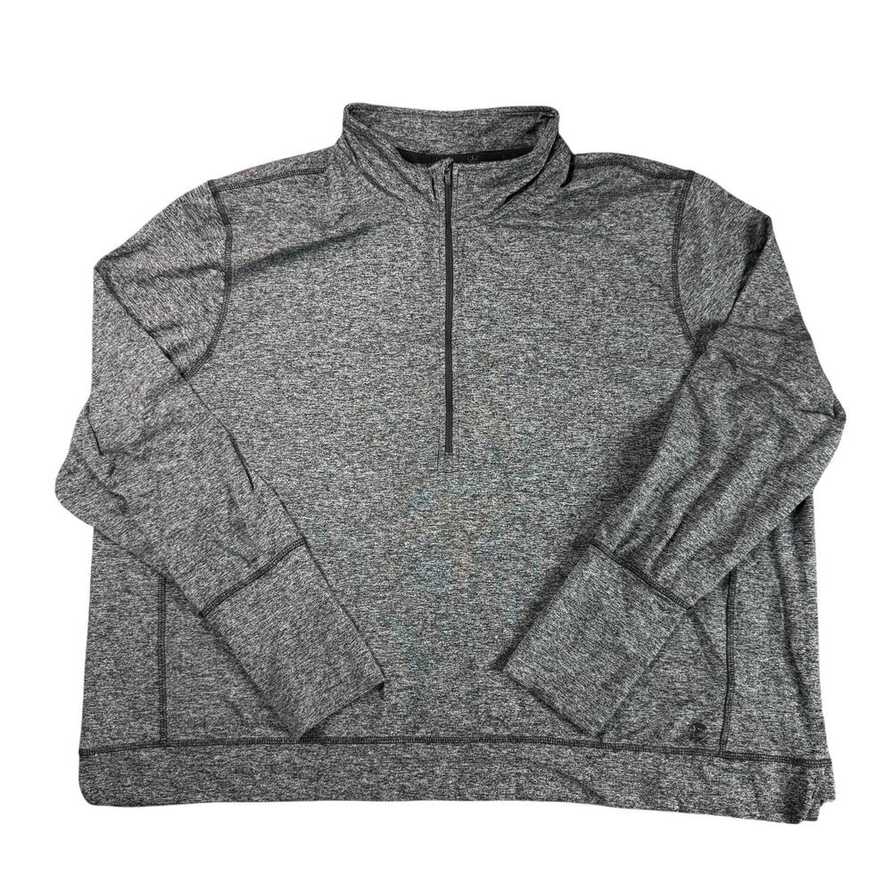LL Bean Womens 3X Plus Performance Quarter Zip Pullover Gray Stretch Thumbholes